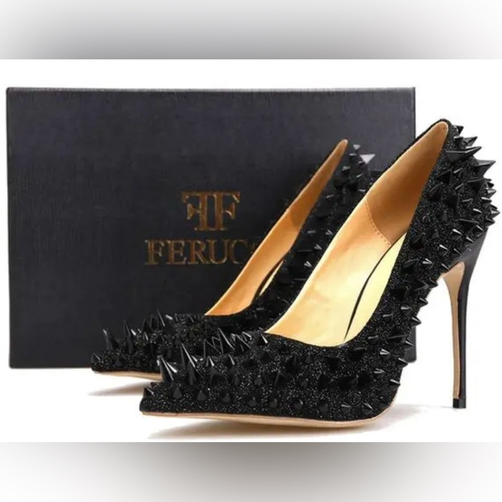 Black Spiked Women's Heels